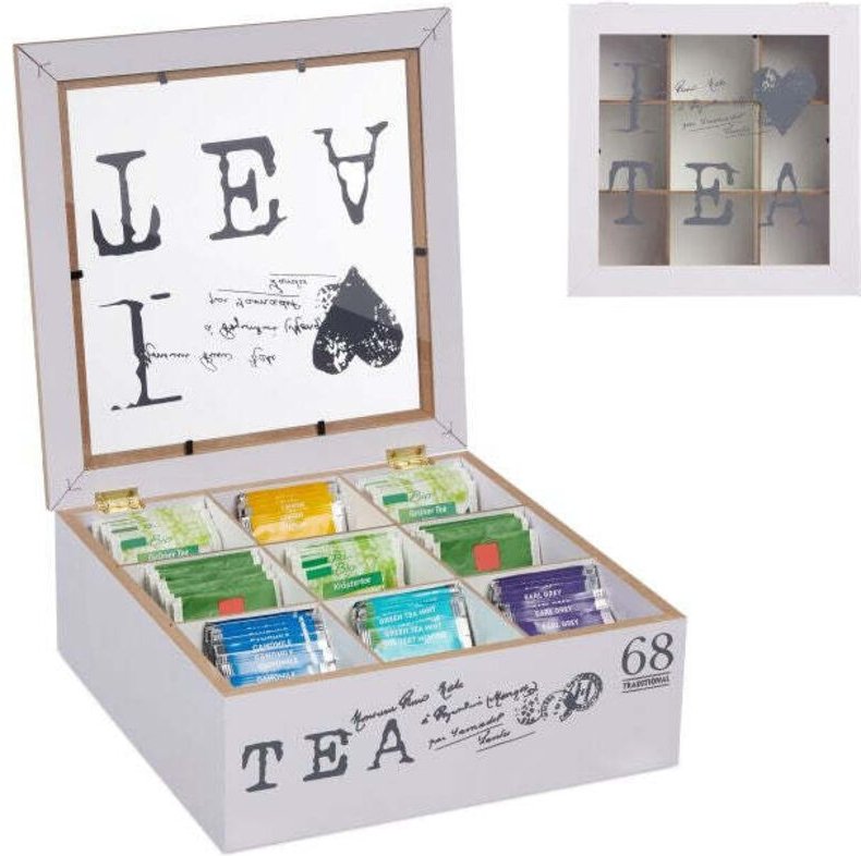 Northix - Weie teebox mit 9 fachern 884