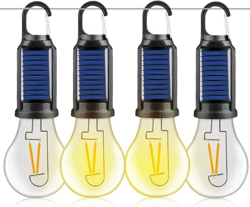 Set mit 4 wiederaufladbaren Campinglaternen – 3 Leuchtmodi – Wiederaufladbare Glühbirne mit Akku – USB-Aufladung – LED-C...