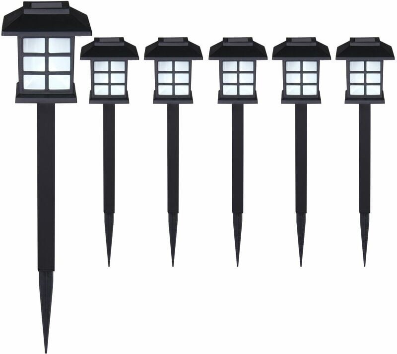Monzana® led Solarlampe Außen Wetterfest IP44 Erdspieß Solar Garten Laterne Schwarz Solarleuchte Balkon 6er Set