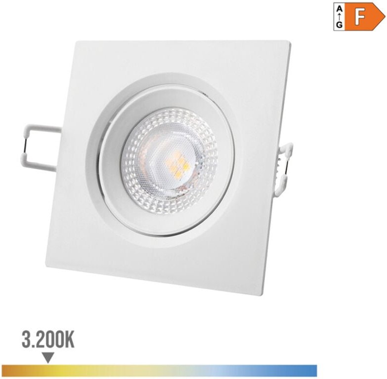 Quadratisches LED-Einbau-Downlight 5 W, 3200 K, warmes Licht, weiße Farbe, 9 x 9 cm EDM