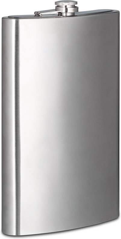 Flachmann xxl aus Edelstahl, Riesen Flachmann mit 1,8l Fassungsvolumen, klassisches Flachmann-Design, silber - Relaxdays