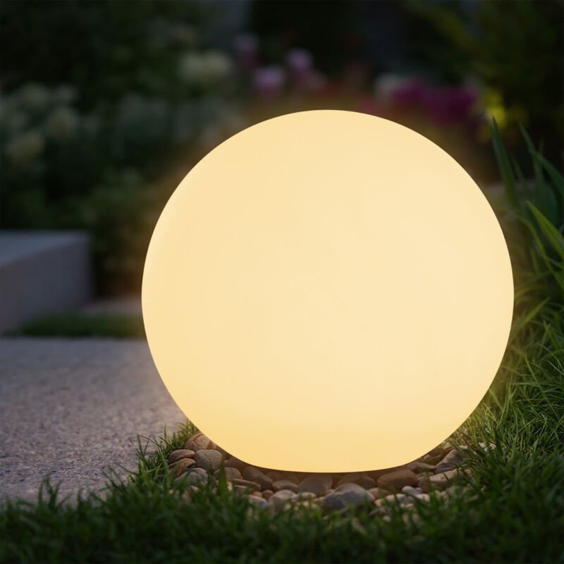 LED Solar Kugelleuchte mit Erdspieß - 30 cm - Garten Deko Beleuchtung mit Milchglas Optik