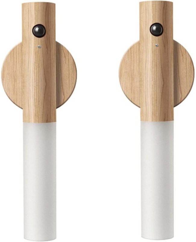 Nachtlicht mit Bewegungsmelder aus Holz, magnetische Flurbeleuchtung, wiederaufladbare LED-Wandleuchte, tragbare Treppe,...