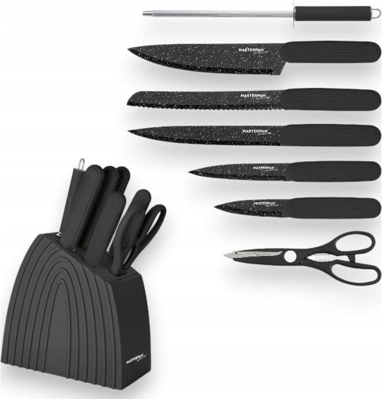 Küchenmesser-Set im schwarzen Block 8-teilig Schärfer Schere