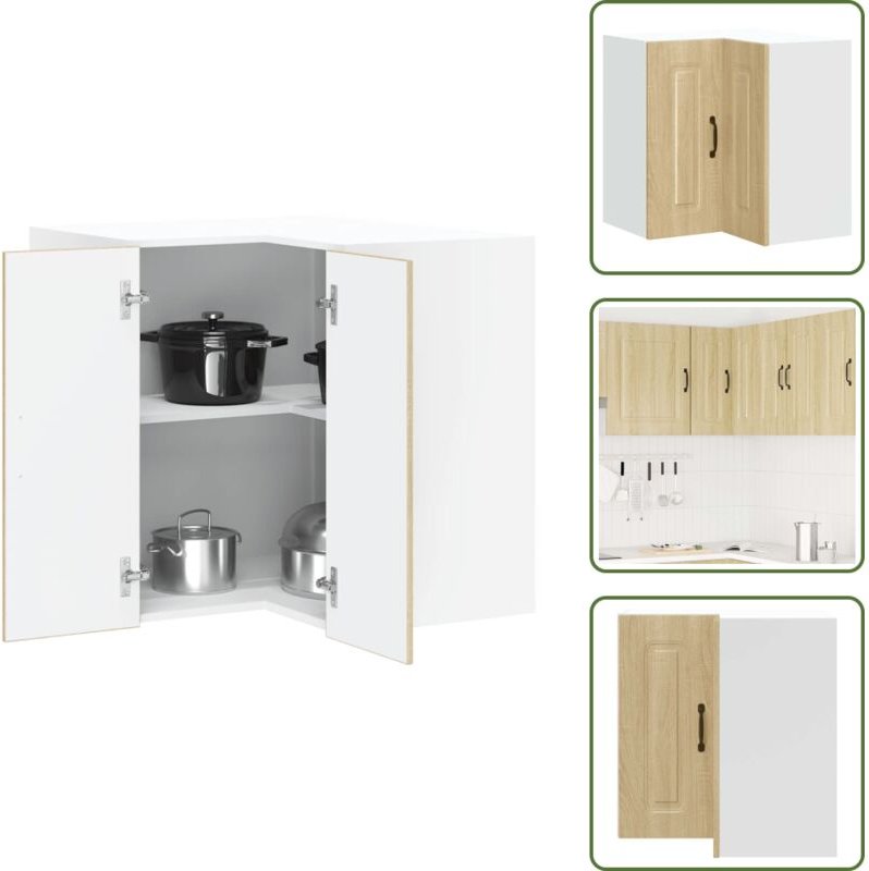 The Living Store Küchen-Eckhängeschrank Kalmar Sonoma-Eiche Holzwerkstoff - Wandmontage