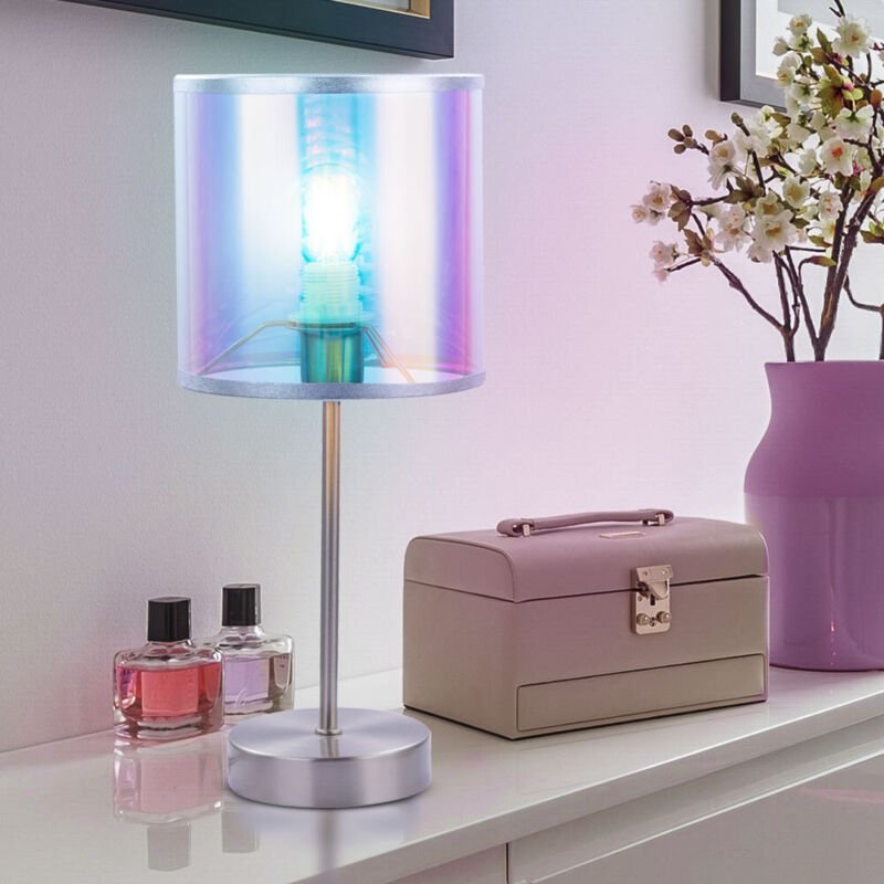 Textil Tisch Lampe Wohn Schlaf Zimmer Beleuchtung Lese Nacht Licht Leuchte mehrfarbig Globo 15260T