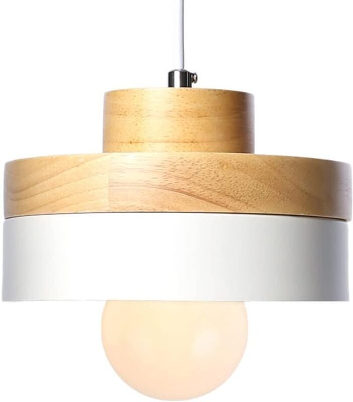 Zeitgenössische Pendelleuchte aus Holz und Metall, weißer Lampenschirm, industrielle LED-Pendelleuchten, moderne Deckenl...