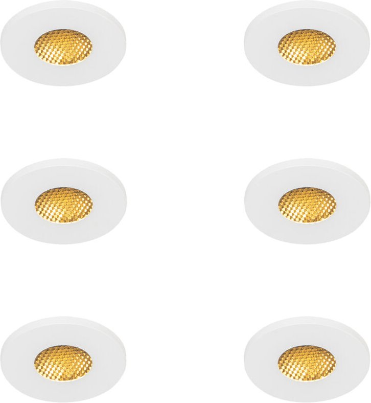 Set mit 6 modernen Badezimmer-Einbaustrahlern Weiß IP54 - Shed Honey