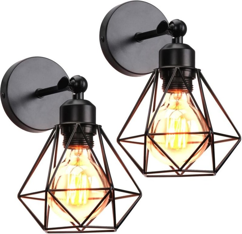 2er Set Vintage Industrielle Wandleuchten Innen, Deckenleuchten E27 Metall Industrielle Wandlampe Retro Verstellbar 180°...