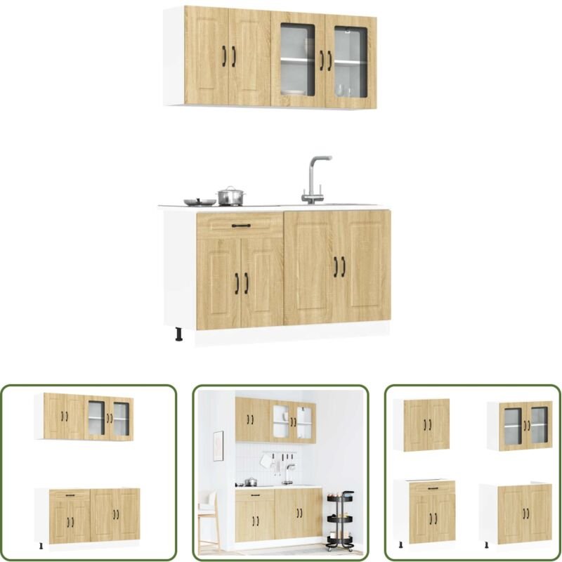 vidaXL Küchenmöbel - 4-tlg. Küchenschrank-Set Kalmar Sonoma-Eiche Holzwerkstoff