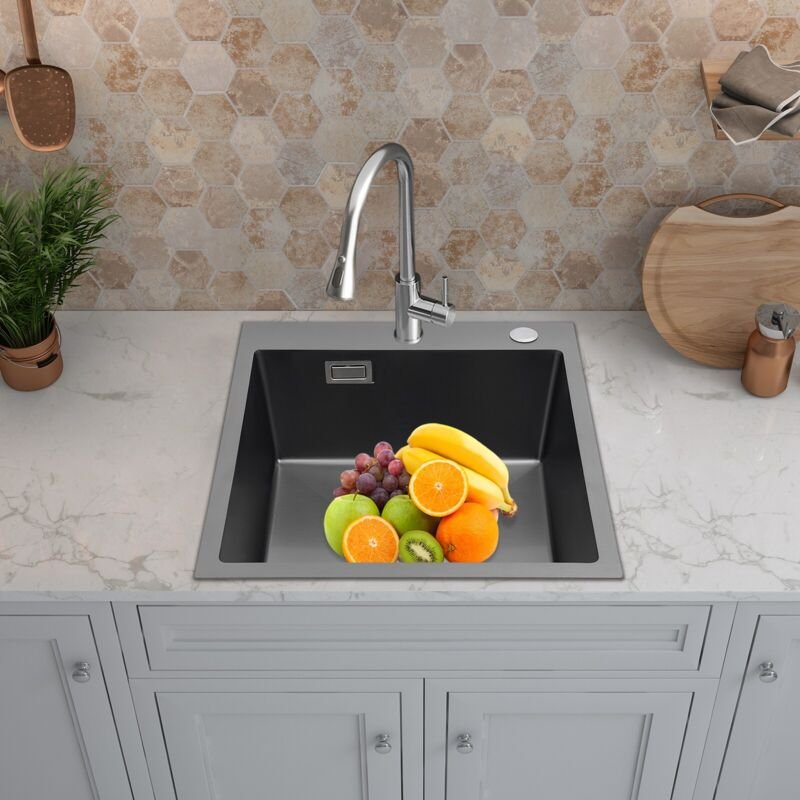 Edelstahlspüle, Moderne Küchenspüle, Küchenspüle con Abflussrohr 4550