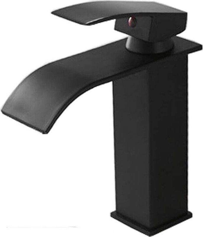 Schwarze Wasserfall-Waschtischarmatur, XU, Aufsatzmontage, Warm- und Kaltwassermischer, Einloch-Einhebelmischer - KZQ