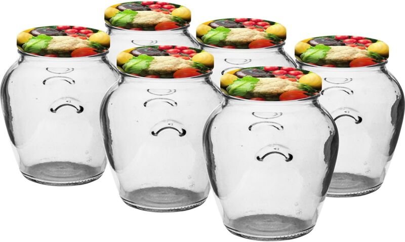 Amphorenglas 580 ml (fi82) mit farbigem Deckel, 6 Stück.