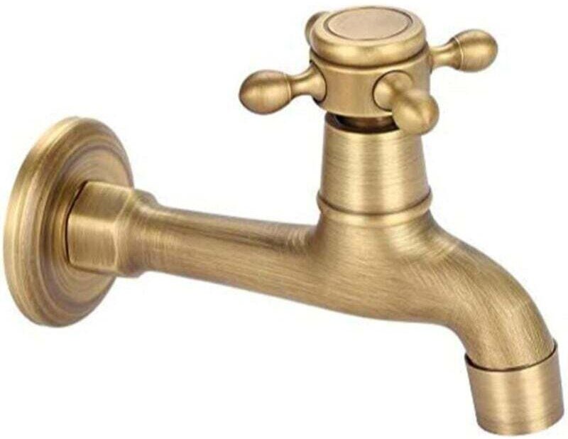 Ulisem Wasserhahn zur Wandmontage, Vintage-Kupfer, länglicher einzelner Kaltwasserhahn für Badezimmer, Waschküche, Küche...