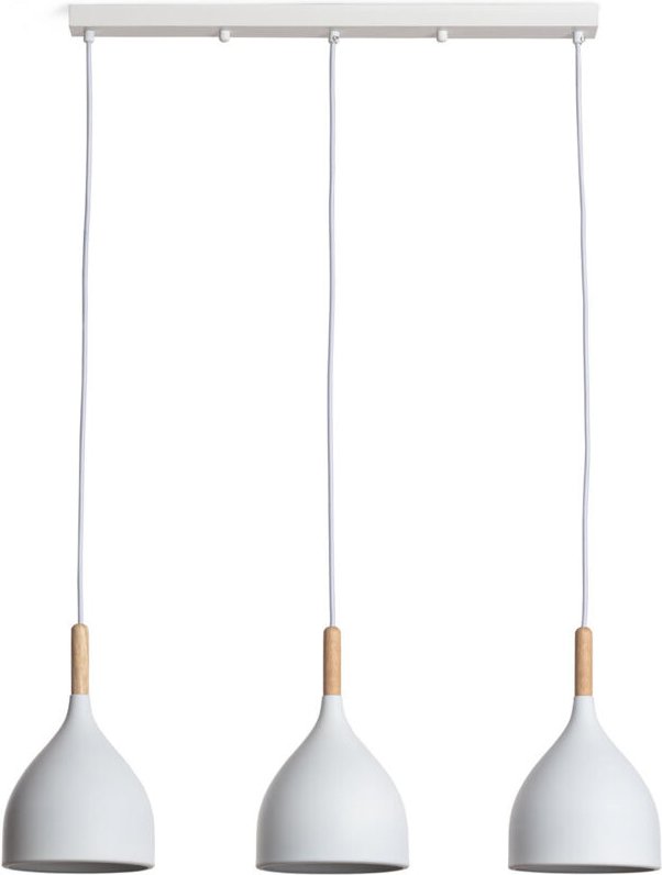 Pendelleuchte Metall und Holz Karlek Weiß