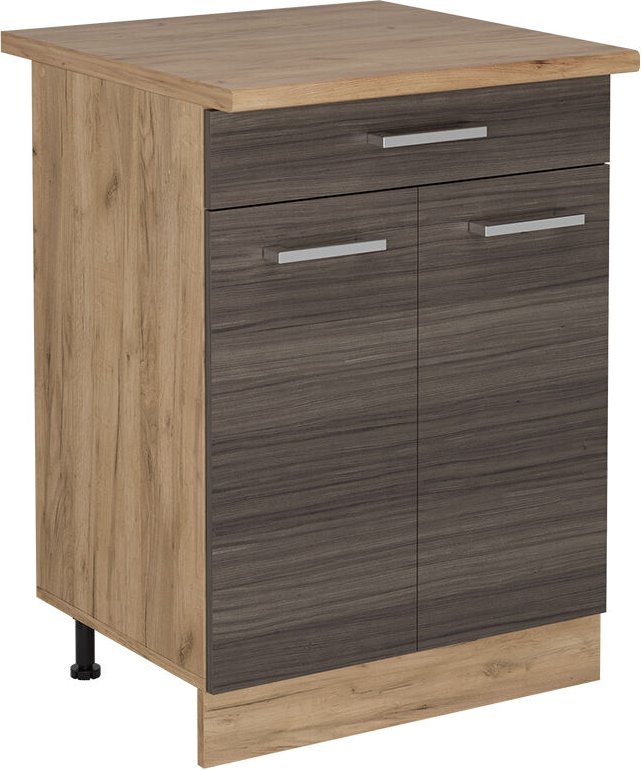 Vicco - Küchenunterschrank R-Line, Edelgrau, 60 cm mit Schublade, ap Eiche