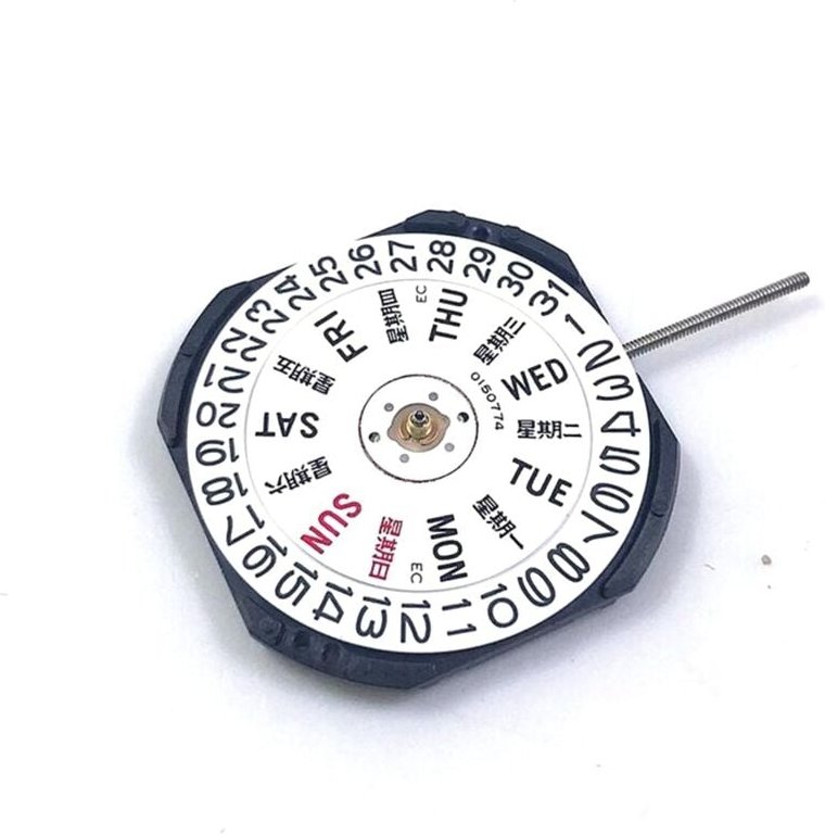 Tlily - Uhrwerk für Japanisches VX43E Uhrwerk VX43 Drei Stift Doppelkalenderfenster Quarzwerk mit Batterie