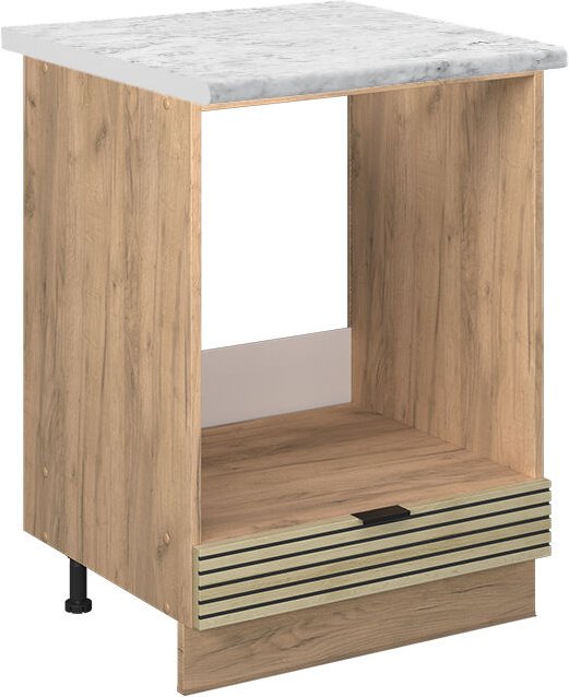 Vicco - Herdumbauschrank Fame-Line, Eiche Paneel, 60 cm , ap Marmor