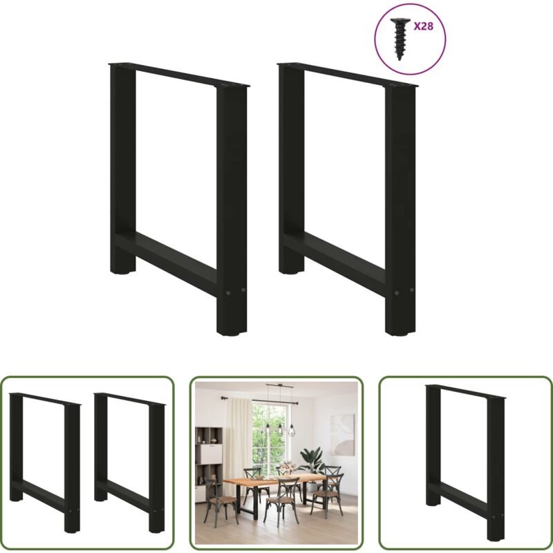 Esstischbein - Esstischbeine Schwarz 2 Stk. 70x(72-73) cm Stahl