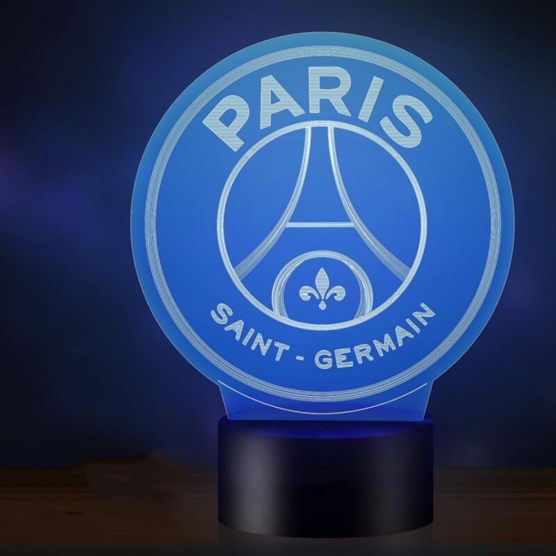 YMYNY Kinder-Nachtlicht, Fußballlampe, 3D-Lampe, Junge, LED, Paris Saint Germain, 16 Farben, USB wiederaufladbar, Fußbal...