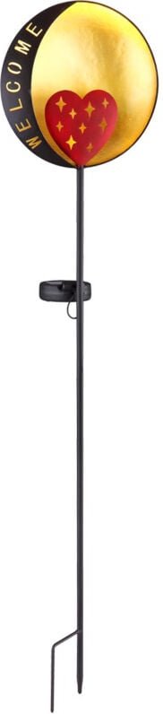 Solardeko Gartenstecker led Solarlampe Gartenleuchte Erdspieß Gartenlampe, Welcome, Metall schwarz gold rot, warmweiß, D...