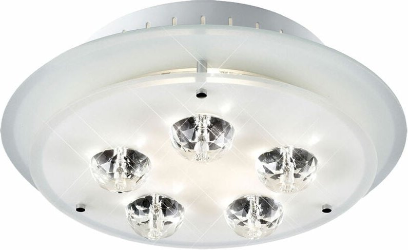 Esto - Deckenlampe Deckenleuchte Wohnzimmerleuchte Schlafzimmerlampe Kristallleuchte, Metall lackiert weiß Kristalle kla...