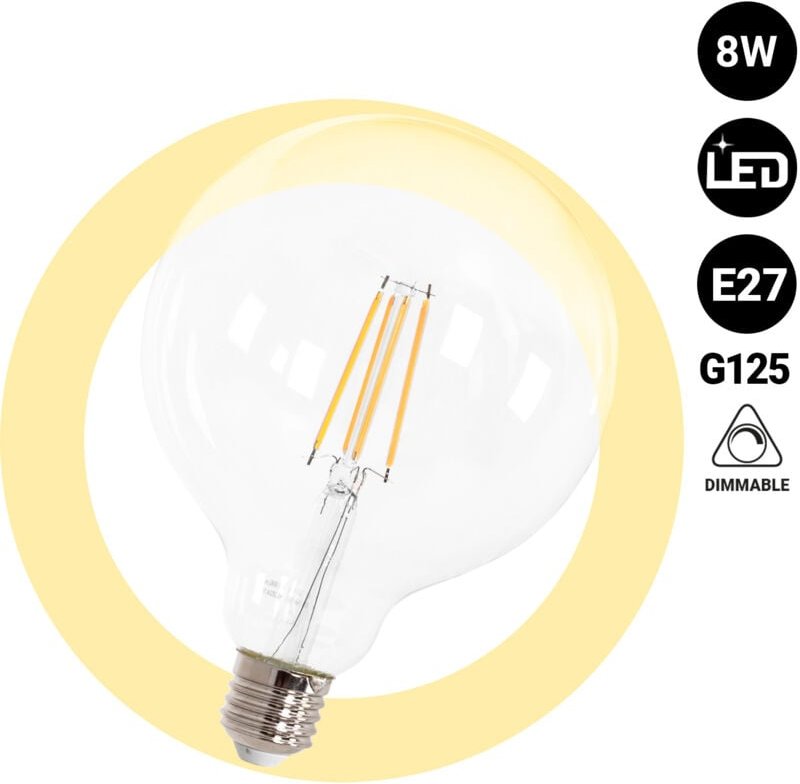 LED-Glühbirne Globe Filament - E27 G125 - 8W - Dimmbare