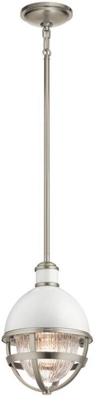 Elstead - Kichler Tollis Globe Pendelleuchte Nickel gebürstet & Weiß