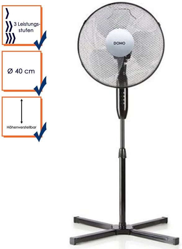Thumbnail - Standventilator, Lüfter, Ventilator ø 40 cm 3 Stufen, höhe 120 cm, schwarz