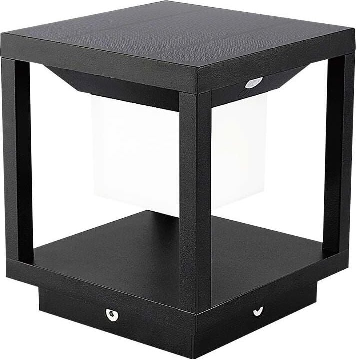 Thumbnail - 2W quadratische Solar-LED-Stehleuchte mit Bewegungsmelder, Schwarz, Warmweiß, IP65 - V-tac