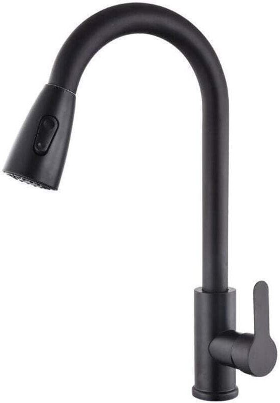 Schwarzer, drehbarer Teleskop-Küchenarmatur aus Edelstahl