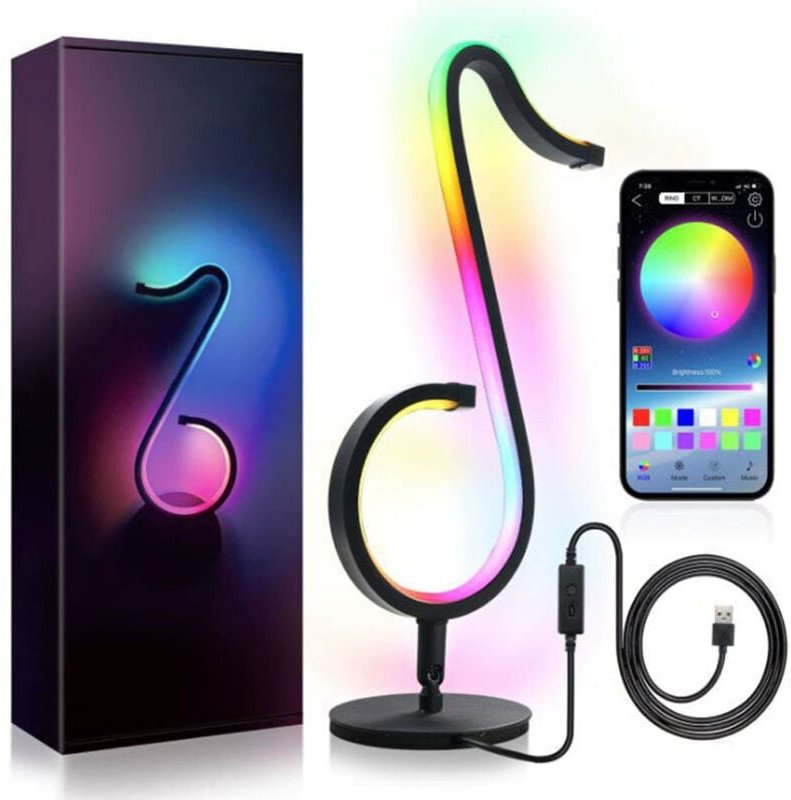 LED-Nachttischlampe, buntes USB-Nachtlicht, dimmbare RGB-Tischlampe, APP-Steuerung, Musikmodus, RGB-Schreibtischlampe fü...