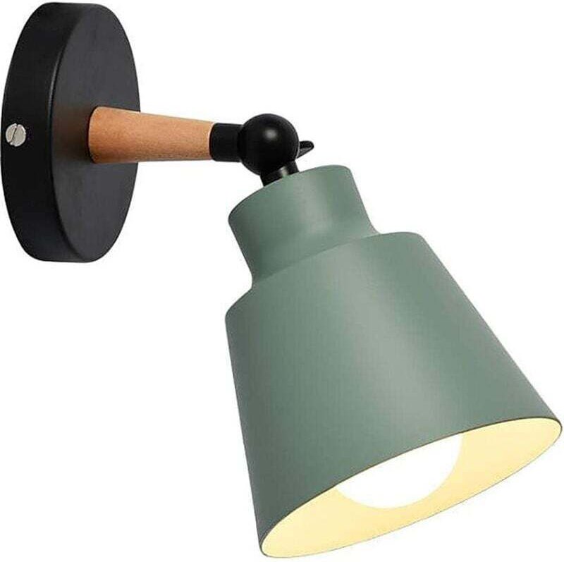 Moderne skandinavische Wandleuchte für den Innenbereich aus Holz und Eisen, Wandleuchte für Schlafzimmer, Nachttisch, Wo...