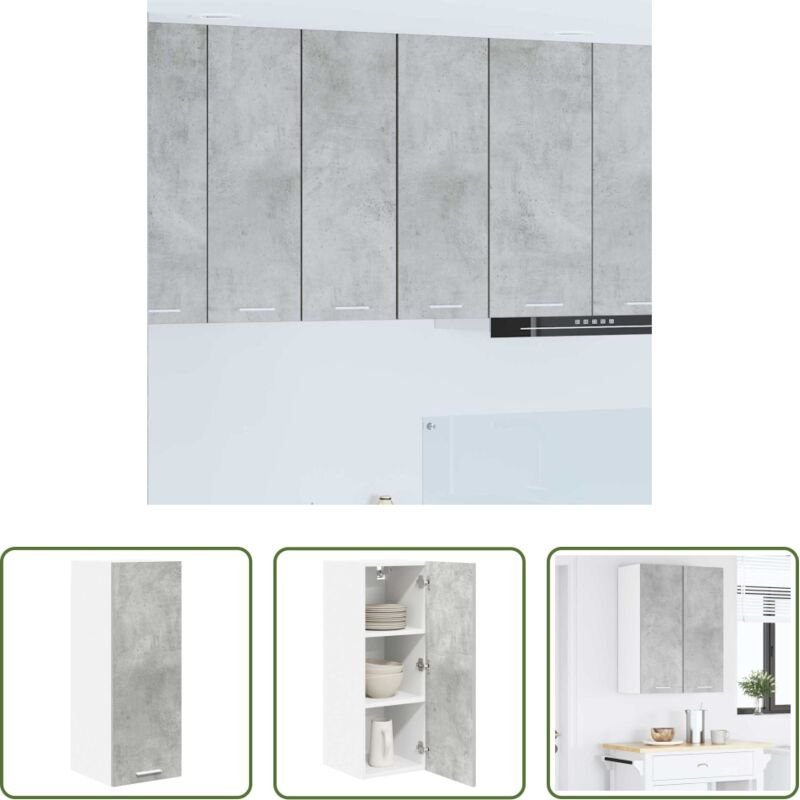 vidaXL Stauraum - Hängeschrank Betongrau und Weiß 30 x 31 x 80 cm Holzwerkstoff