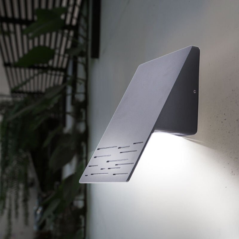 Außenwandleuchte Fassadenlampe Haustürleuchte Alu led Gartenlampe, dunkelgrau, BxH 15 x 20 cm