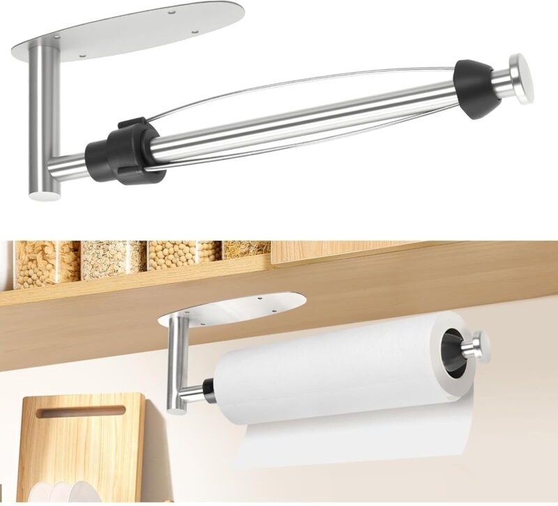 Porte sopalin amortissant acier inoxydable, auto-adhésif, une main, cuisine/sdb.