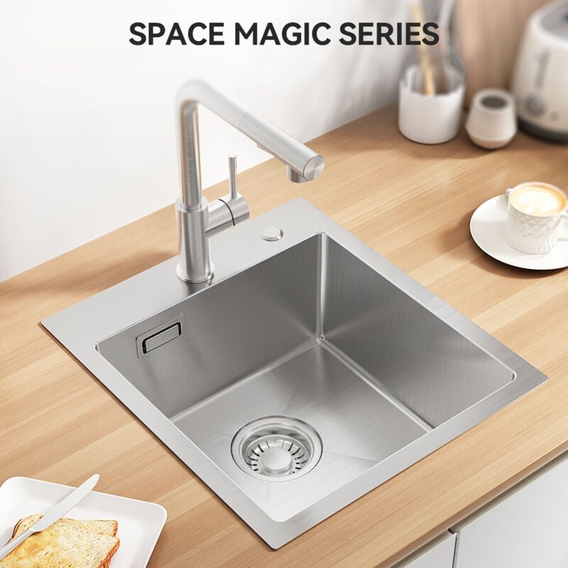 Sofetiy Max Edelstahl Küchenspüle 40 x 48 cm Spülbecken, 40/48 cm Aufsatzspüle, Gebürstet