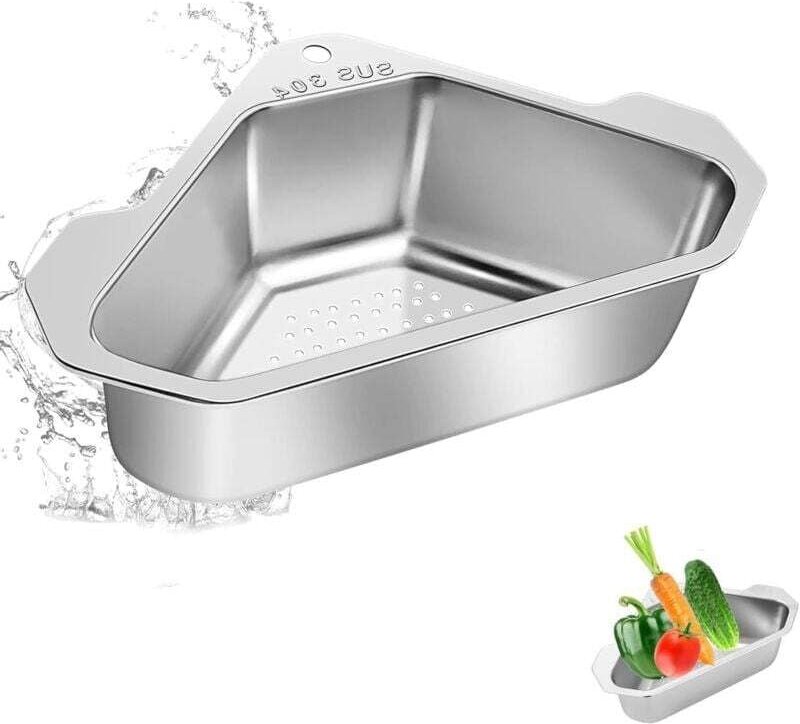 Abflusskorb für Küchenspüle, Abflusskorb für Spüle, dreieckiger Spülkorb mit Saugnapf, zum Filtern von Speiseresten und ...