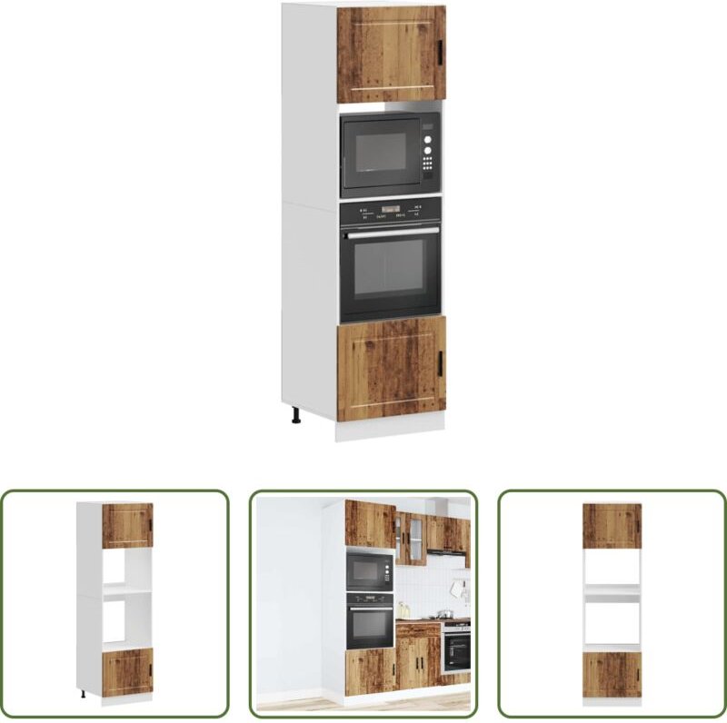 vidaXL Holzwerkstoff - Herdumbauschränke 2 Stk. Porto Altholz-Optik Holzwerkstoff