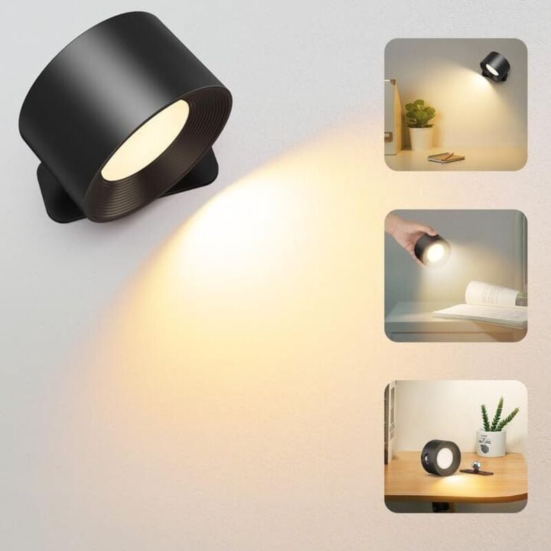 Thumbnail - Linghhang - Wandleuchte für den Innenbereich, wiederaufladbare LED-Touch-Wandlampe mit Typ-C-Ladeanschluss, 3 Helligkeit...