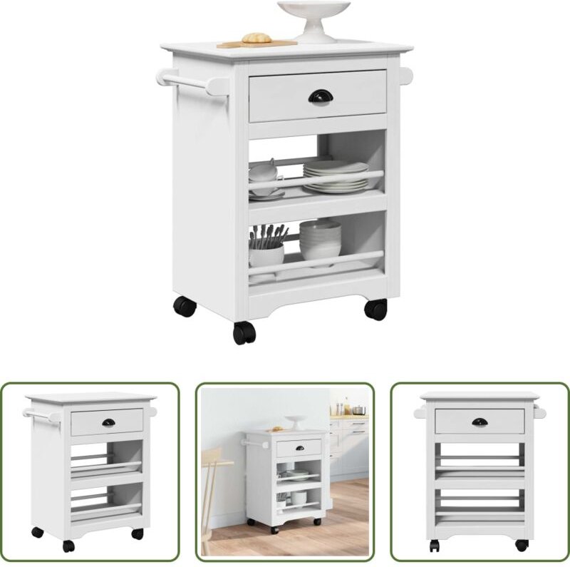 vidaXL Küchenwagen Bodo - Küchenwagen BODO Weiß 67,5x45x80 cm