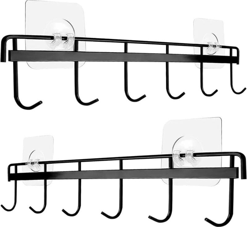 CCYKXA 2-teiliger Küchenutensilienhalter, Küchenutensilienhalter mit 6 Haken, Aufbewahrungs-Organizer-Regal ohne Bohren ...