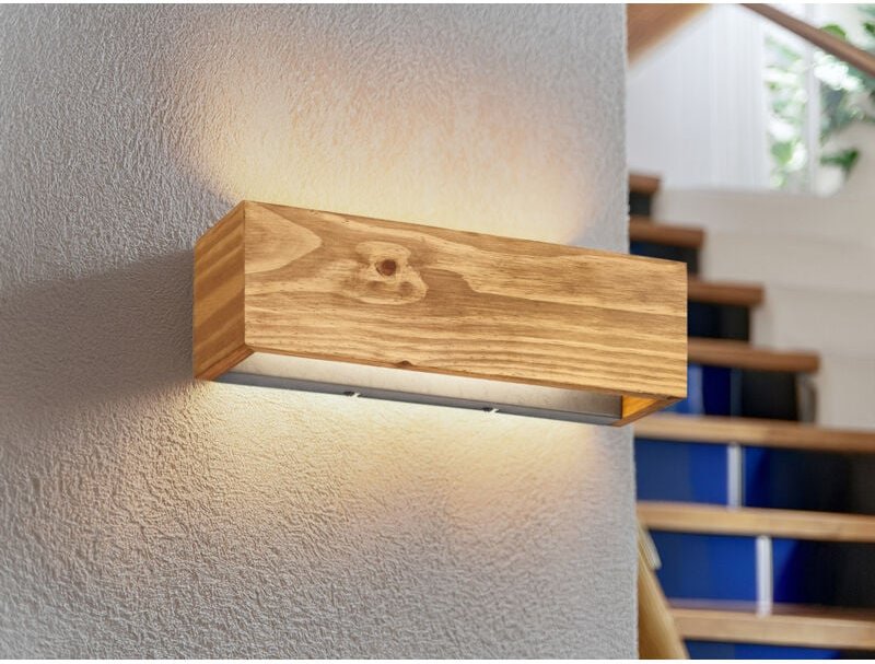 Trio - Up and Down led Innen Wandleuchte brad aus Echtholz, Breite 37cm