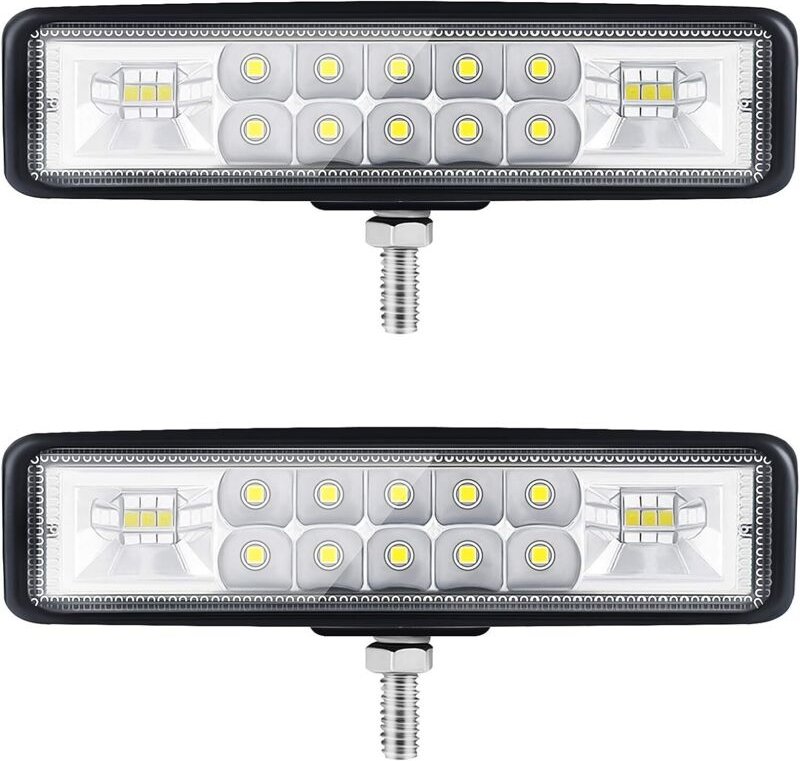 Thumbnail - 6” Phare LED Moto Phare de Travail led Tracteur 2 Rangs 9-36V 120W 12000LM 6000K Combinaison Spotlight+Floodlight Barre ...