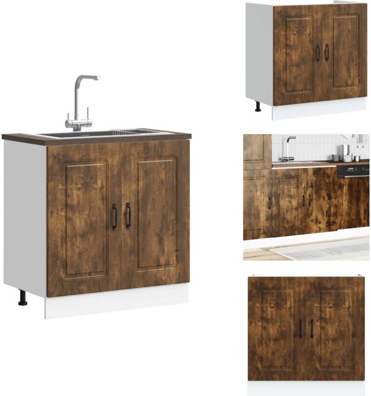 Spülenunterschrank Kalmar Räuchereiche 80x46x81,5 cm - Spülenunterschrank - Spülenunterschränke - Küchenunterschrank - K...