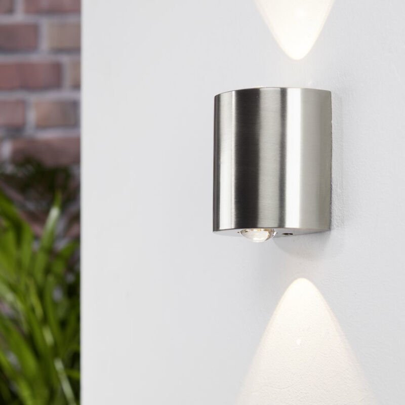 LED-Wandleuchte wales mit Up & Down Effekt, Silber matt, Höhe 9cm