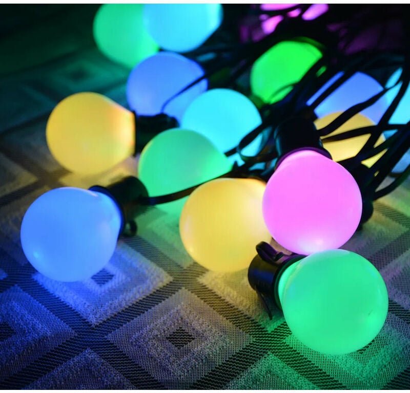 LED Solar Lichterkette Glühbirnen, Außen Garten Deko 8 Modi Effekte Außerlichterkette für Terrasse Hof Innen Haus Weihna...