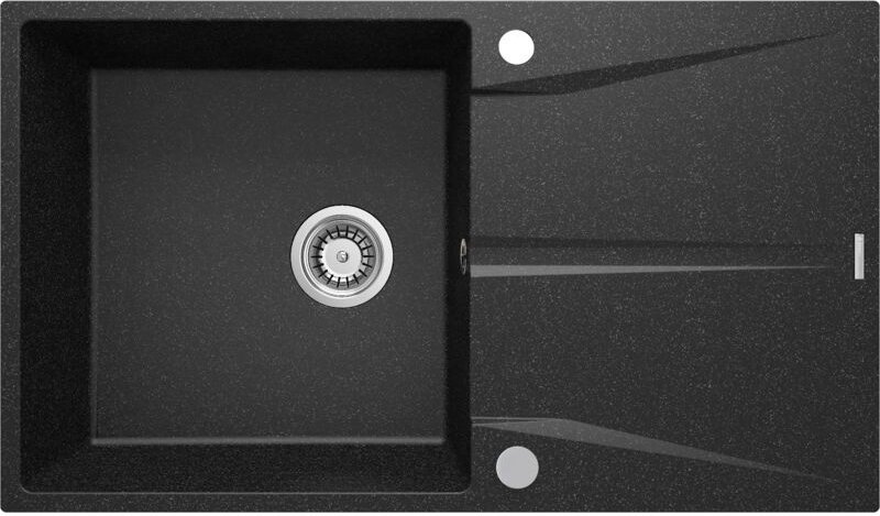Granit-Küchenspüle mit Abtropffläche 86 x 50 cm, Graphitfarbe Deante CORIO ZRC211A Graphit