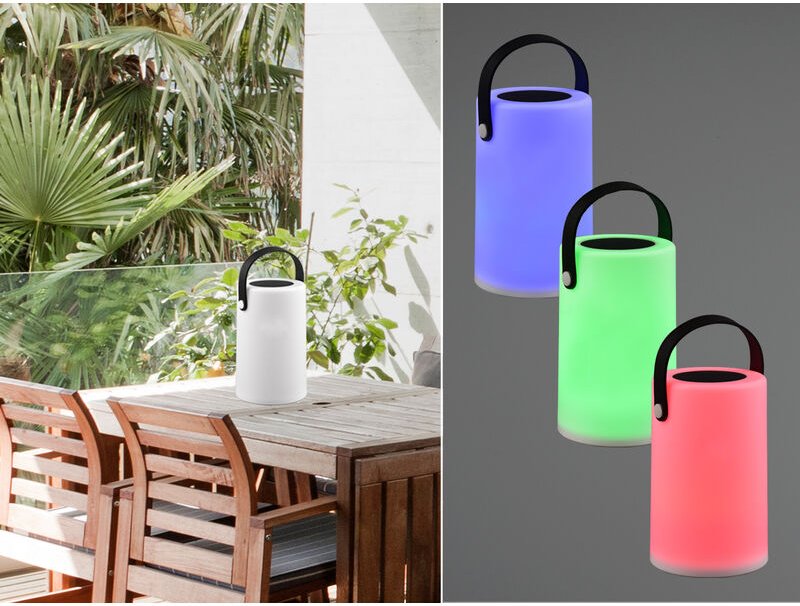 Reality Leuchten - Kleine Akku Tischleuchte garcia rgb, Solar & usb aufladbar,Höhe 20cm