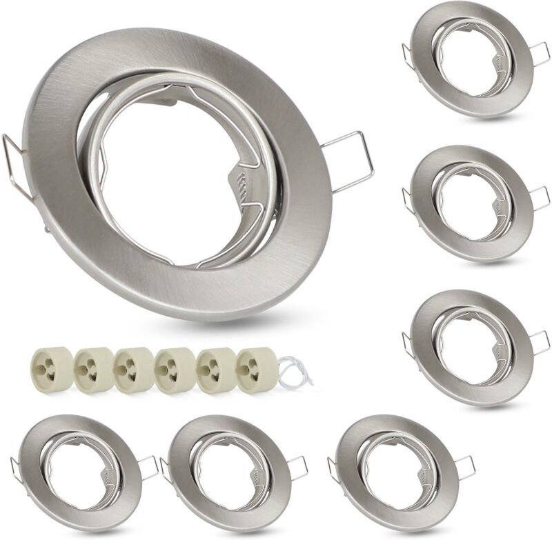 Gbly - 6ER Einbaustrahler GU10 Einbaurahmen - GU10 Fassungen 230V Einbauleuchte Rahmen Einbauspots mit Sockel 50mm aus A...